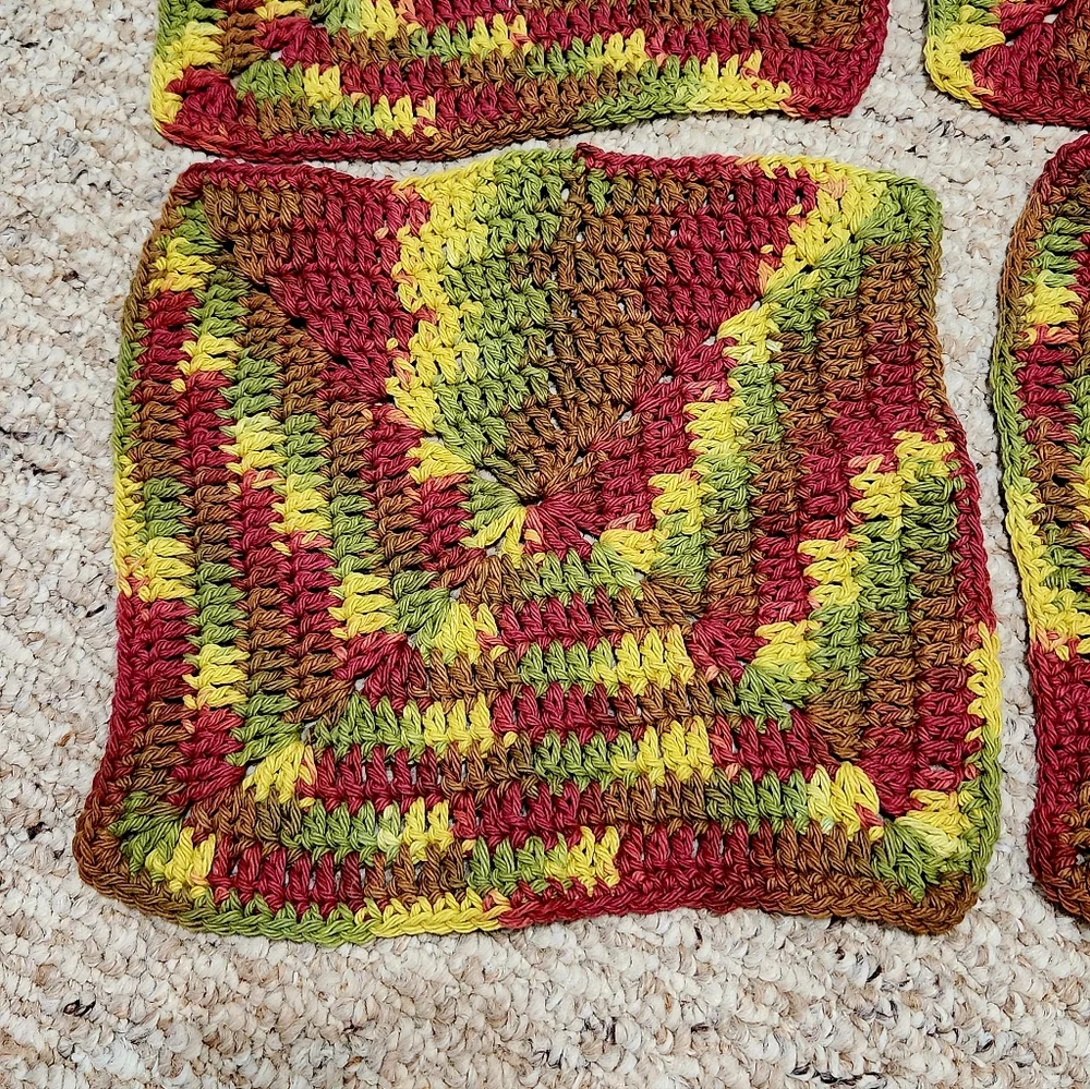 Crochet Autumn Leaves Dishcloth/Washcloth Set